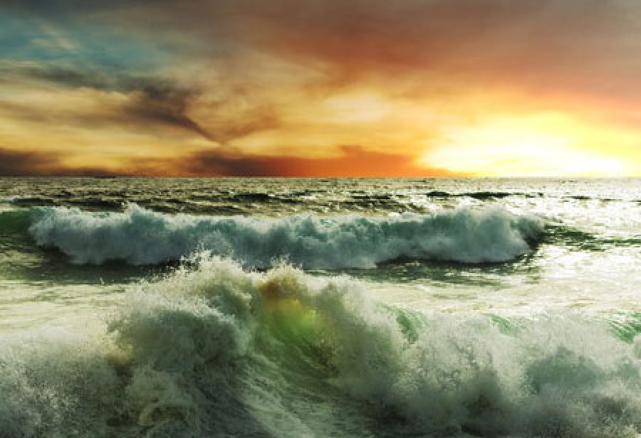 Raging sea and burning sky